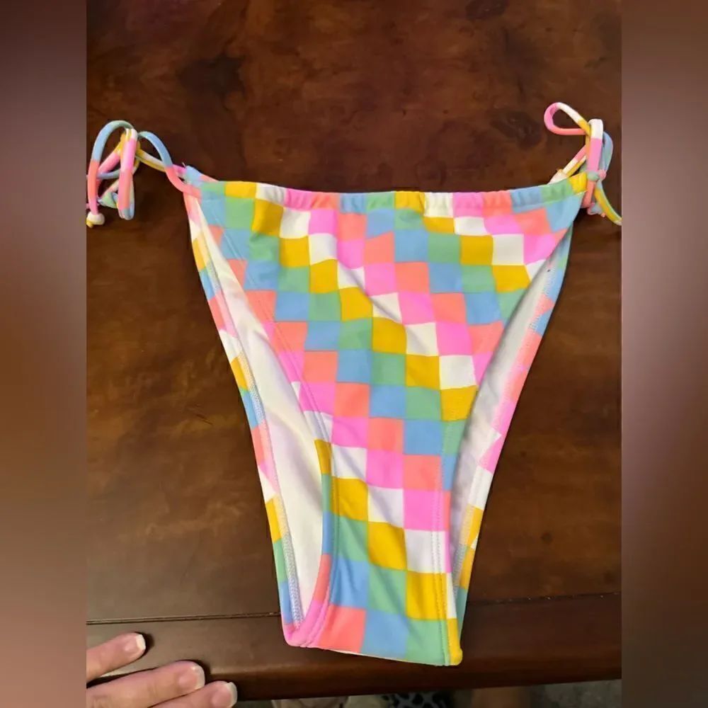 Xhilaration Geometric Square HighRise TieSide Med Coverage Bikini Bottom NWT XL